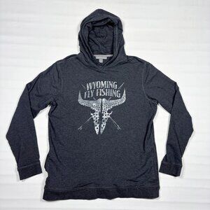 Free Fly Gray Bamboo Pullover Hoodie w/ Hip Pockets Wyoming Fly Fishing Mens L